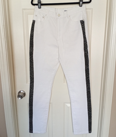 RARE NWOT Y2K DG2 Skinny Jeans Leopard Embellished Stripe 8 TALL LONG - Picture 3 of 8